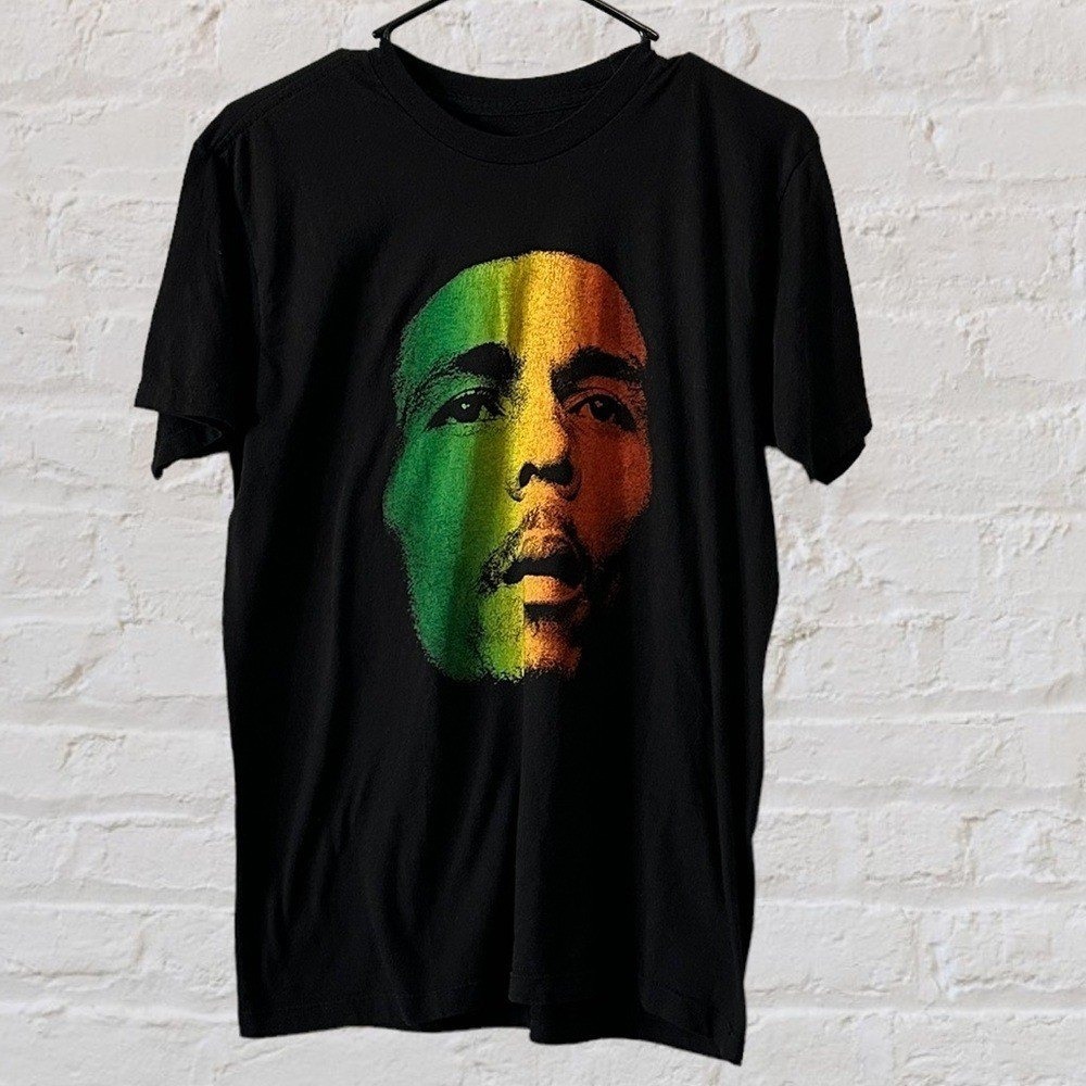 Bob Marley Zion Rootswear Black Graphic Reggae Music Tee T-Shirt Mens Sz Medium